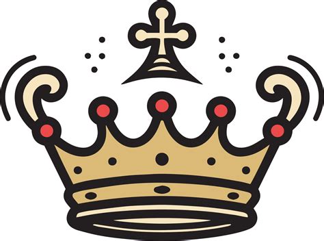 Hand Drawn vintage crown logo in flat line art style 24786460 PNG