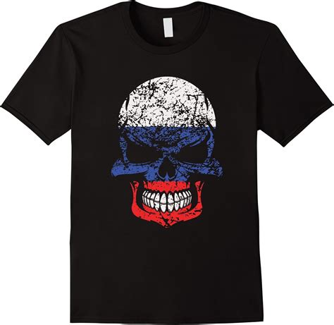 Russian Flag Skull Russia Skull Distressed T Shirt Clothing