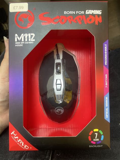 Marvo Scorpion M112 USB 7 Colour LED Black Programmable Gaming Mouse EBay