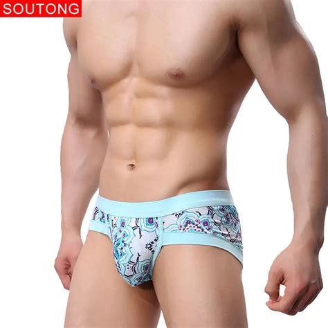 Soutong 4 Pcs Lot Briefs Men Underwear Briefs Printed Sexy Comfortable