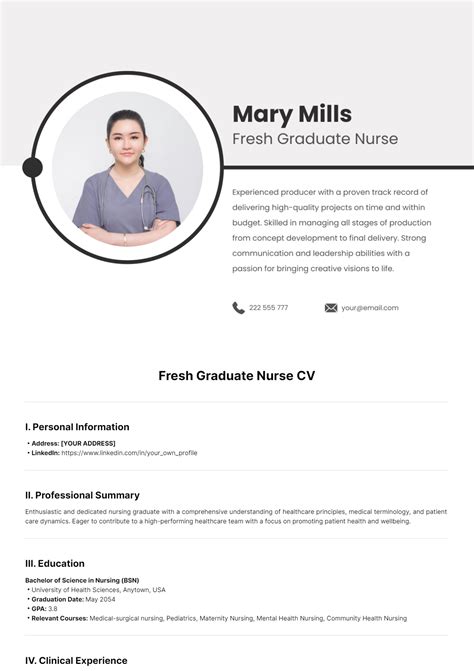 Free Nurse Cv Templates And Examples Edit Online And Download