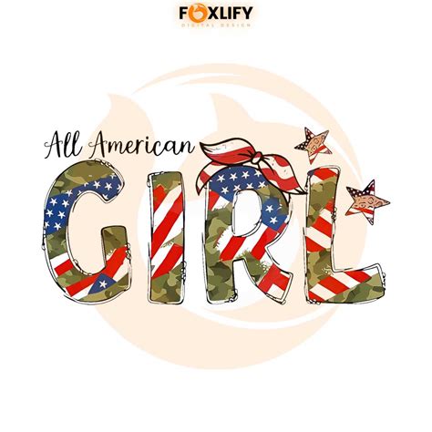 All American Girl American Flag Funny Png Sublimation Design