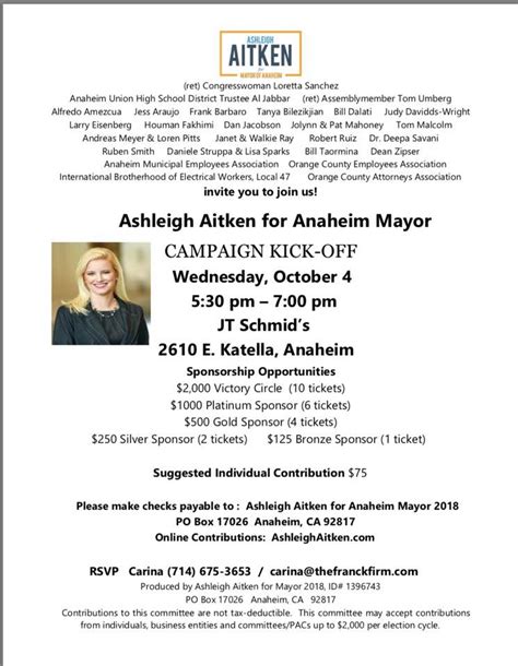 Ashleigh Aitken Kicks Off Mayoral Campaign Today Anaheim Observer