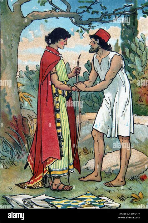 Illustration Of The Meeting Of The Two Friends David And King Sauls