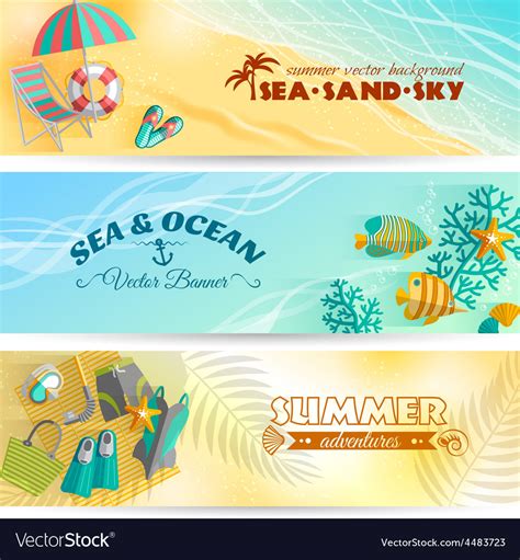 Summer Holiday Vacation Banners Set Royalty Free Vector