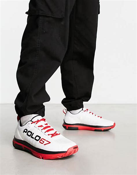 Polo Ralph Lauren Polo 67 Capsule Trainer In White And Red With Logo Asos