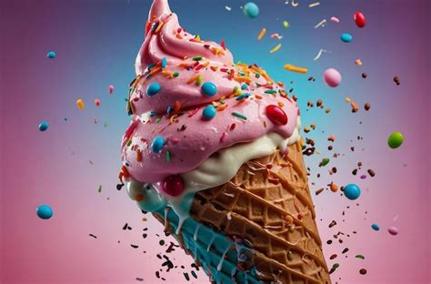 Premium Photo | Ice Cream Cone with Sprinkles