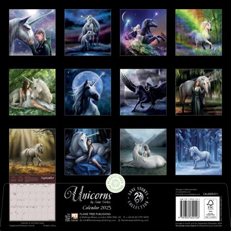 Unicorns By Anne Stokes Wall Calendar 2025 Art Calendar Flame Tree