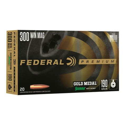 Federal Gm300wm Gold Medal 300 Win Mag 190 Gr Sierra Matchking Hollow Point Boat Tail 20 Round