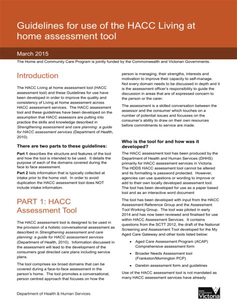 PART 1 HACC Assessment Tool