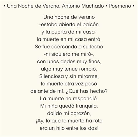 Una Noche De Verano Antonio Machado Poema Original