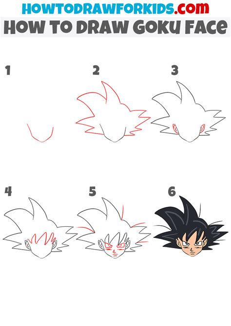 How To Draw Goku Face Easy Drawing Tutorial For Kids