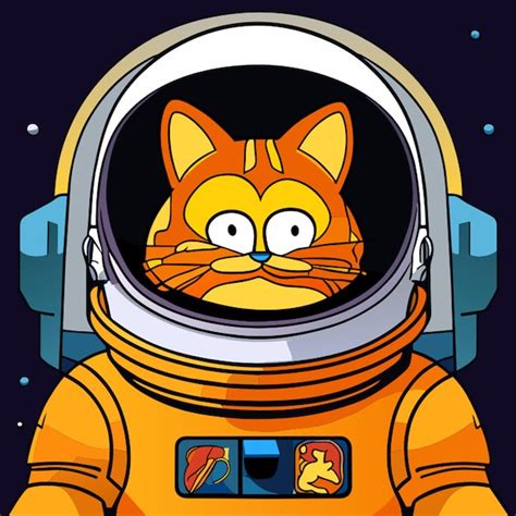 Garfield En Un Traje Espacial Ilustración Vectorial Vector Premium