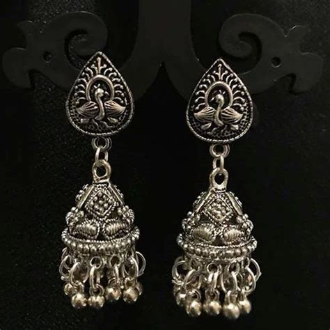 High Quality Indian Made Oxidized Jhumka Earring Sold By Per Pair Pack