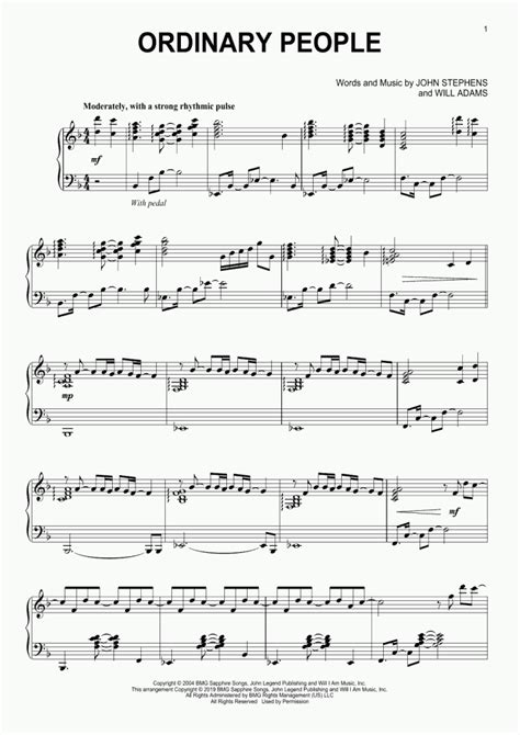 Ordinary People Piano Sheet Music | OnlinePianist