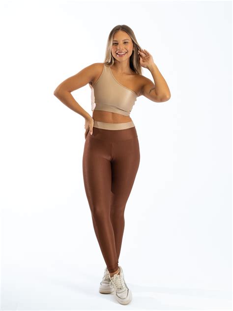 Legging Bicolor Top Sophia Compressão Café Nude Criare Fitness