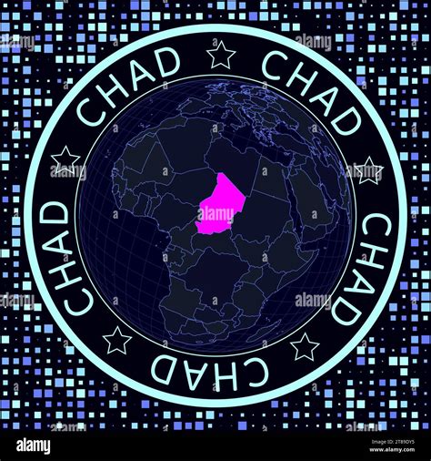 Chad On Globe Vector Futuristic Satelite View Of The World Centered To