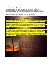 Missionary Response Module Lesson Docx Missionary Response With