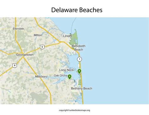 Delaware Beaches Map | Map of Delaware Beaches