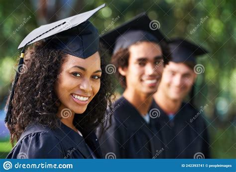 Bright Young Grads. Portrait of a Diverse Group of Students on Graduation Day. Stock Image ...