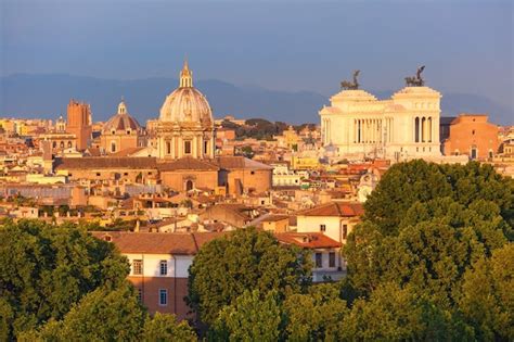 Premium Photo | Panoramic aerial wonderful view of rome with altar of ...