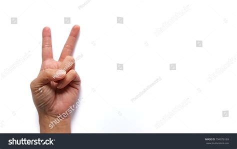 V Sign Hand Gesture White Background Stock Photo (Edit Now) 794076169