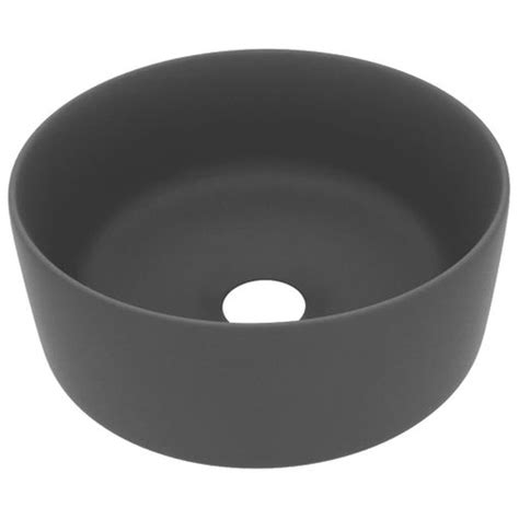 Lavabo De Lujo Redondo Cer Mica Gris Oscuro Mate X Cm Vidaxl Con