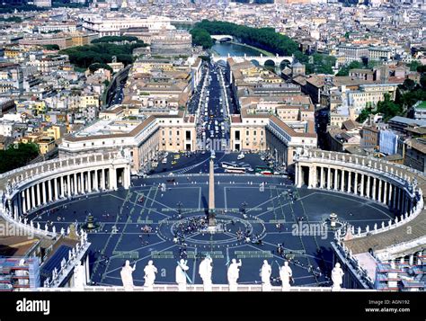 View from the top of St Peters The Vatican Rome over Vatican City and ...