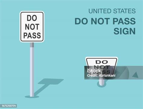 Traffic Regulation Rules Isolated United States Do Not Pass Sign Front And Top View Vector