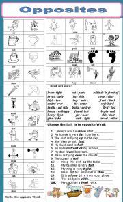 Opposites Esl Worksheet By Jhansi