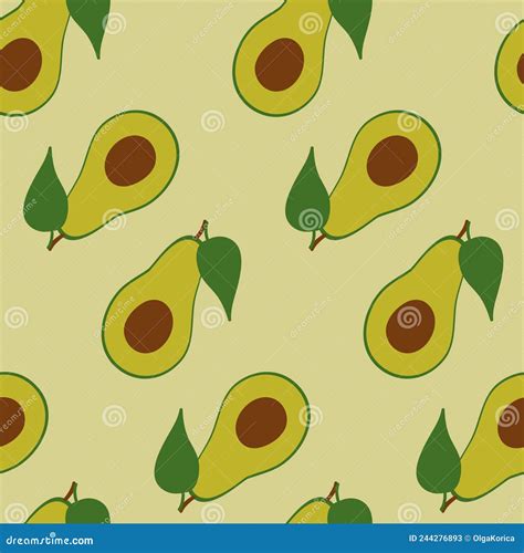 Green Avocado Seamless Pattern With Bone Illustration For Textiles