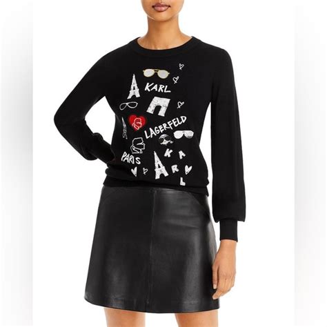 Karl Lagerfeld Sweaters Karl Lagerfeld Paris Black Graphic Sweater