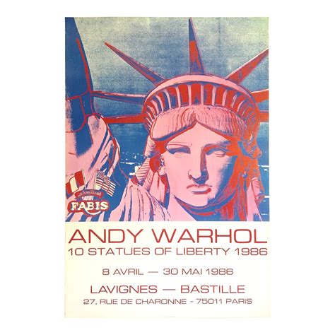 Andy Warhol Vintage 1986 10 Statues Of Liberty Lithograph Print