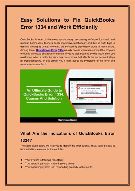 PPT Easy Solutions To Fix QuickBooks Error 1334 And Work Efficiently