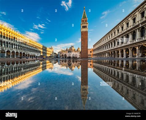 Piazza San Marco in Venice, Italy during Acqua Alta flooding Stock ...