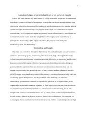Sex Workers In Canada Docx 1 Evaluation Of Stigma As Barrier To Health Care Of Sex Workers In