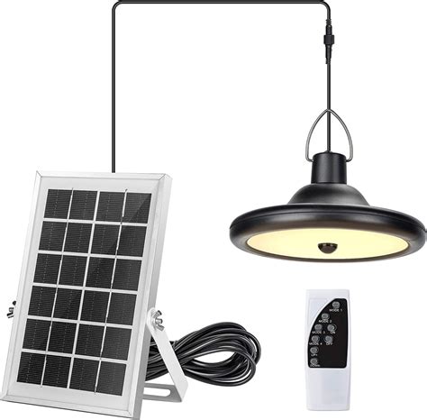 Jackyled Solar Shed Light Indoor Outdoor Motion Sensor Solar Pendant Light With Dimmable Remote