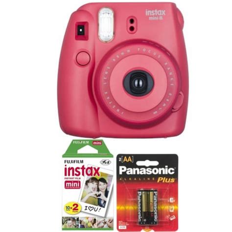 Fujifilm Instax Mini 8 Instant Film Camera Raspberry With Accessory Kit