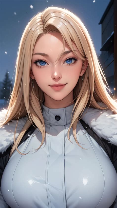 A Woman With Blonde Hair And Blue Eyes Wearing A White Jacket Seaart Ai