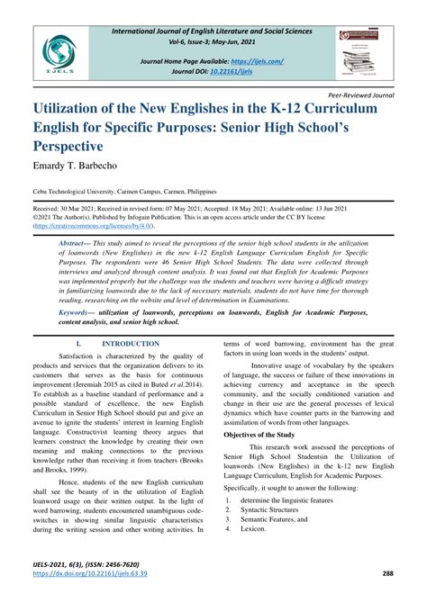 Pdf Utilization Of The New Englishes In The K 12 Curriculum English