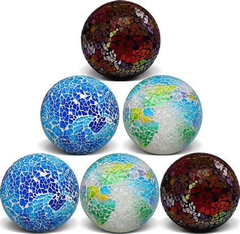 Amazon Yatinkim Decorative Ball Set 6PCS 3 35 Inches Mosaic Glass