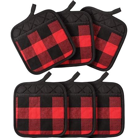 Amazon 6 Pieces Christmas Pot Holders With Pocket Pot Holder Kitchen Hot Pad Oven Mitts