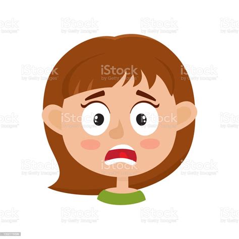 gadis kecil takut ekspresi wajah ilustrasi vektor kartun ilustrasi stok