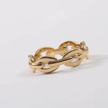 Joolim Jewelry 18k Gold Plated Chunky Link Chain Stainless Steel Rings