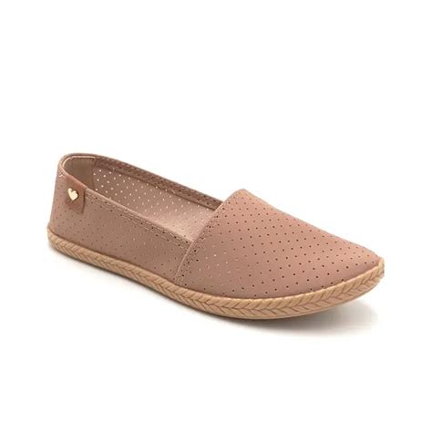 Sapatilha Slip On Feminina Moleca Microfuros Nude Canal Store Action