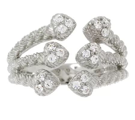 As Is Judith Ripka Sterling Diamonique Hearts Ring Qvc