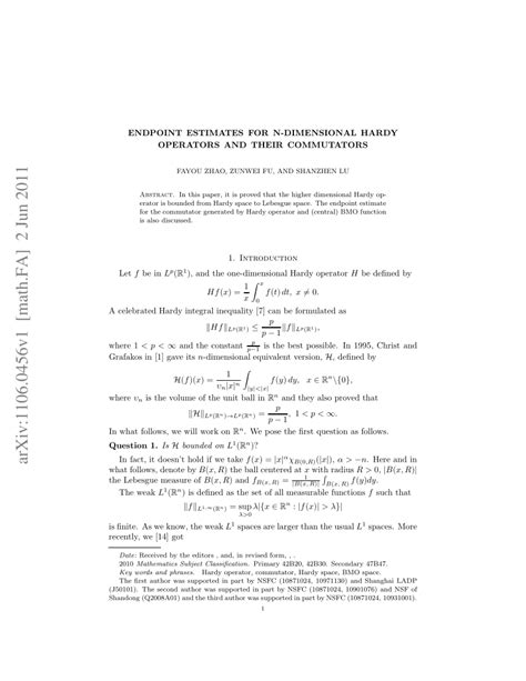 PDF Endpoint Estimates For N Dimensional Hardy Operators And Their