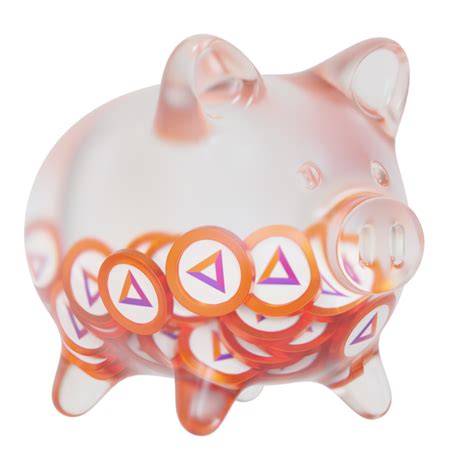 Basic Attention Token BAT Glass Piggy Bank With Decreasing Piles Of