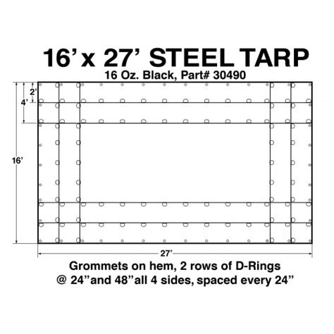 Tarp Steel No Flap 16 W X 27 L Steel Tarp 16 Oz Black 4 Drop Tarp