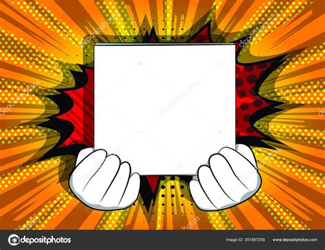 Vector Cartoon Hand Holding Big White Box Illustrated Hand Comic Stock